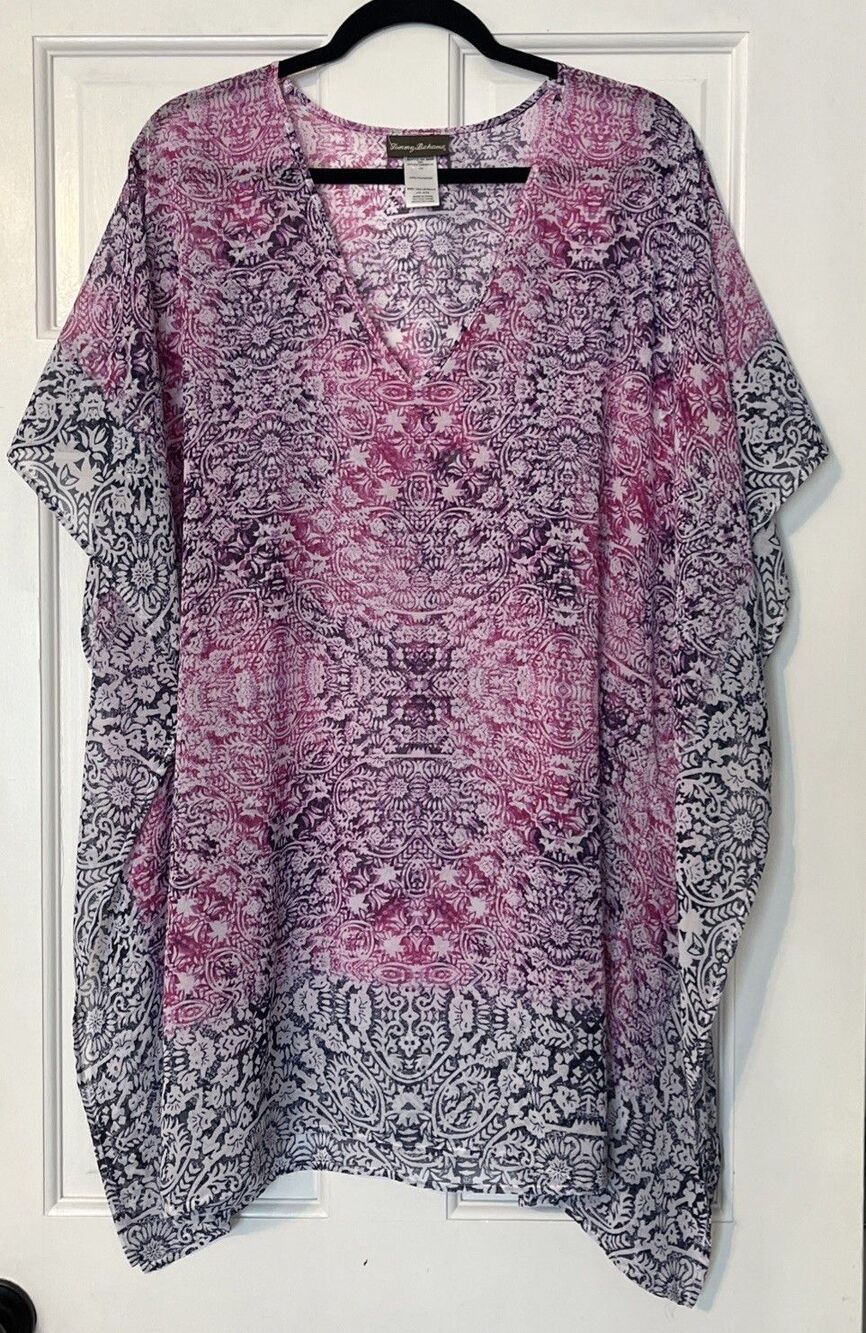 Tommy Bahama Cover Up Womens Large XL Sheer Geometric Resort Vacation Swim